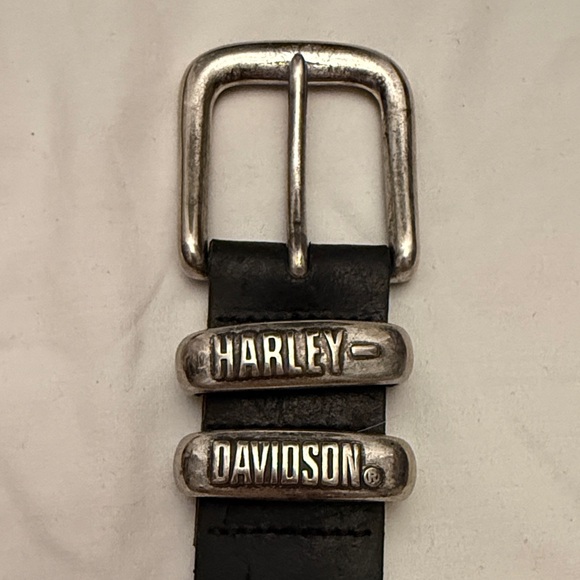 Harley-Davidson Black Belt genuine leather with solid brass hardware made in USA - Picture 1 of 12